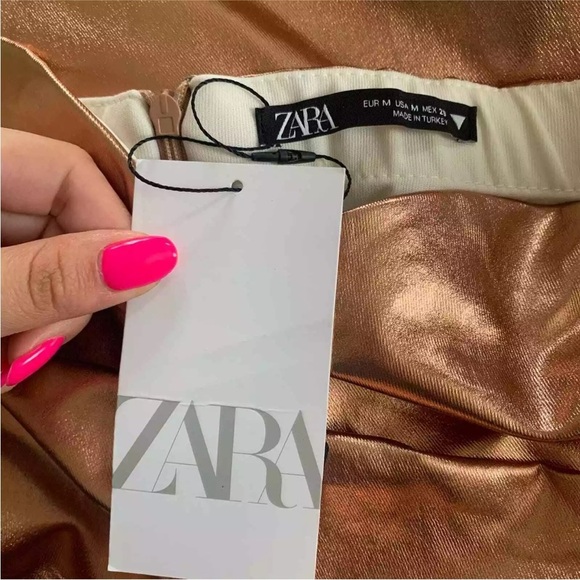 Zara bronze foil mini dress BLOGGERS FAVORITE!! NWT - Picture 11 of 14